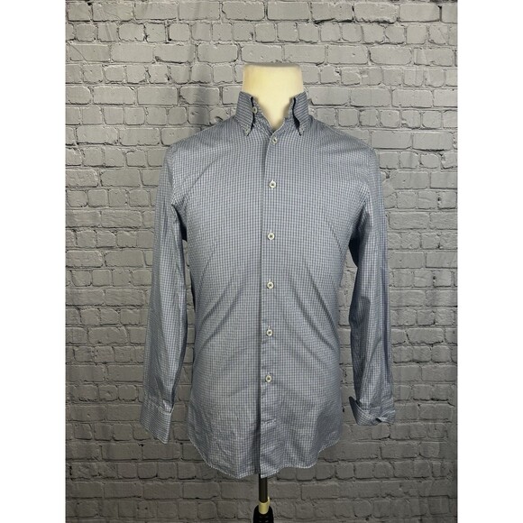 Charles Tyrwhitt Mens Dress Shirt 14 1/2-33 Slim Fit Blue,White Check Non-Iron - Picture 2 of 7